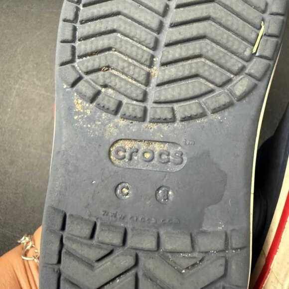 Crocs Kids Clogs Size 8 Navy Blue and Red Sneakers Shoes Slip On Casual - Picture 6 of 9